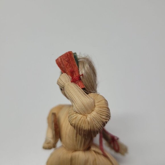 Husk Doll Czechoslovakia Art 5 Inch Fan Braid Woman 1970s Tourist Souvenirs - Picture 8 of 10